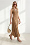 Women's Camel Strap Midi Cotton Bell Dress Elb-19002444 - 3
