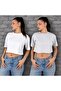 Women's 2-Piece Set 100% Cotton Wide Fit Plain Basic Crop Top Short Sleeve Sports Casual Loose White Gray T-Shirt Pack