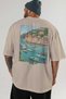 Portofino Italy Beige Oversize Country City Back Printed Unisex T-Shirt 100% Cotton Premium - 5