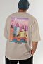 Prague Czech Beige Oversize Country City Back Printed Unisex T-Shirt 100% Cotton Premium - 6