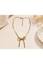 Bow Detailed Gold Steel Italian Chain Women's Necklace