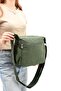 Women's Khaki Shoulder Bag, Multi-Compartment Strap Crossbody Bag, Lightweight Original Crinkle Waterproof Fabric, 25X13Cm - 4