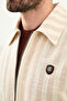 Striped Slim Fit Shirt Collar Side Pocket Men's Coat Beige - 39662.26Y - 2