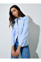 Blue Grid Puff Sleeve Buttoned Shirt