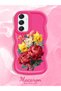 Samsung Galaxy A16 Compatible Case Camera Protector Red Silicone Couple Phone Case Floral Pattern - 2
