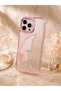 iPhone 13 Pro (6.1 Inch) Compatible Silvery Transparent Butterfly Patterned Color Gradient Processing Stone Detailed Metal Camera Protected Hard Silicone Butterfly Case - 4