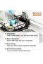 Dish Drying Kitchen Rack, Stainless Steel 2 Tier Stand, Counter Organization with Drainboard, Utensil Holder, Rust-Resistant, Black - 5