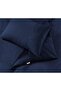 Double Duvet Cover Set Soft Microfibre with Quilted Square Velvet Band, 2 Pillowcases (Navy, Double) - 5