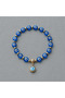 Blue Evil Eye Beaded Bracelet with Gold Color Detail, Evil Eye Beaded Elastic Bracelet - 4
