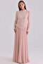 Sequin and Pearl Embroidered Chiffon Combination Plus Size Exclusive Hijab Evening Dress Pudra 1099