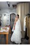 Lace-Up Shoulder Halter Neck Embroidered Asymmetrical Cut White Dress - 2