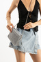 Gray Knitwear Woven Clutch Portfolio Women's Bag with Wrist Strap - 2