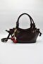 Women's Brown Knot Detailed Crossbody Hand and Shoulder Bag with Cherry Charm Accessory - 5
