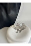 Silver Color Zircon Stone Flower Wire Earrings (8.5 cm) - 4