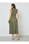 Green Sleeveless A-Line Midi Dress - 5