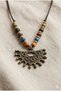 Handmade Special Design Necklace with Bronze Metal Tips and Glass Bead Detail - 2