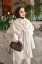 Beige Cape Buckle Triple Trouser Suit - 3