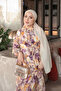 Purple Half-Buttoned Layered Dress with Elastic Sleeves - 4