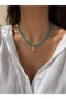 Turquoise Beaded Zircon Stone Dolphin Charm Necklace - 2