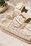 Women's Double Buckle Textured Fabric Daily Slippers - 2