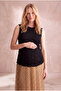 Maternity Black Textured Crew Neck Sleeveless Blouse Talia - 2