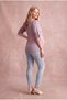 Maternity Lilac Cotton Ribbed Double Breasted V-Neck Lace-Up Cuffed Watermelon Sleeve Nursing Blouse Lana - 4