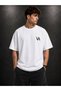 Nature Themed Graphic Printed Oversize White T-Shirt - 3