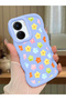 Vivo Y16 Compatible Case Camera Protector Blue Silicone Couple Phone Case Floral Pattern