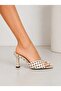 Emax Women's Satin Polka Dot Heeled Slippers – Stylish Open-Toe Casual and Evening Slippers