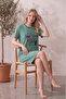 Cotton Patterned Striped Interlock Knitted Short Sleeve Nightgown Dress 95cm - 3