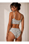 Floral Patterned Micro Satin Crop Bustier and Slip Panties Set - 2