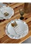 2-Piece Natural Tableware Set / 2 Natural Linen American Serving Spoons and 2 Natural Linen Spoon Holders with Lace Pockets - 5