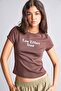 100% Cotton Fitted Crew Neck Printed Ribbed Short Sleeve Brown T-Shirt I3741Ax26Hs - 4
