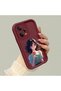 Redmi Note 12 Pro 5g Compatible Case Camera Protector Burgundy Silicone Couple Phone Case Girl Pattern - 3