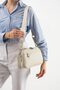 Women's Hand and Shoulder Bag Double Zipper Multi-Compartment Cross Strap Cream Stone - 2