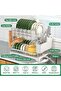Dish Drying Rack, Multifunctional Dish Rack, Rustproof Kitchen Dish Drying Rack with Drainboard, Space-Saving 2-Tier Dish Drying Rack with Utensil Holder & Cup Holder for Kitchen Counter (Whit - 2
