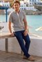 Gray Gradient Collar Detailed Non-Fraying Collar Summer Polo T-Shirt 100% Cotton Breathable T-Shirt - 2