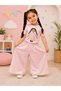 Girl's Pink Top and Bottom Set with Interchangeable Velcro Hair and Dress Design, 3-4 Years - 3