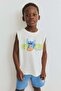 Print-motif cotton vest top
