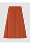 Brown A-Line Skirt with Elastic Waistband - 8