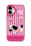 iPhone 16 Compatible 3D Dachshund Dog Figured Striped Silicone Phone Case