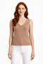 V-Neck Brown Women's Knitwear Undershirt