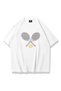 Unisex Oversized T-Shirt "Tennis" Printed Loose Fit White T-Shirt
