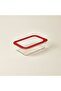 Kitchen Borosilicate Glass Storage Container with Locking Lid - Transparent / Red - 1520 ml - 2