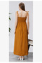 Women's Long Dress - Plain Women's Long Comfortable Stylish Orange Mustard Dress - Shoulder Straps with Drawstrings and Ruffles - 2