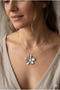 Cast Flower Shaped Pendant with Steel Chain Special Design Necklace - 3