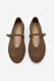 Women's Round Toe Strappy Mary Jane Daily Ballet Flats Sihas Light Brown Suede - 6