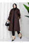 Cape-Covered Buttoned Belted Hijab Trench Coat Rc3142