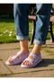 Lilac Double Buckle Eva Sandals Lightweight Non-Slip Sole Casual Summer Beach Slippers - 4