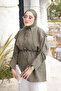 Khaki Handkerchief Collar Striped Shirt